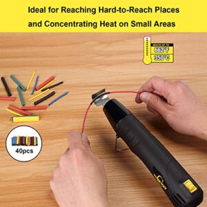 Mini Heat Gun, 350W 662°F Tiny Hot Air Gun Kit with Reflector Nozzle and Heat Shrink Tubing for Wire Connectors, Embossing Small Heat Gun for Epoxy Resin Vinyl Craft Candle Making, CUBEWAY