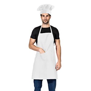 tsd story white chef hat and apron for adults men women, cooking grilling bbq kitchen chef apron and butcher hat set (1, white)