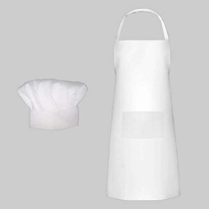 TSD STORY White Chef hat and Apron for Adults Men Women, Cooking Grilling BBQ Kitchen Chef Apron and Butcher Hat Set (1, White)