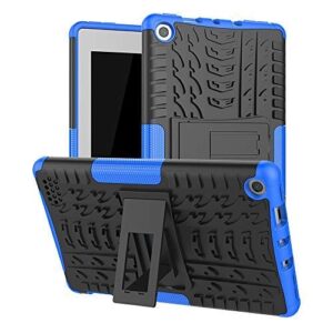 maomi for kindle fire 7 case 2019 2017 release 9th 7th generation,kickstand shock-absorption heavy duty armor defender cover for kindle fire 7 inch tablet (blue)