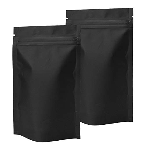 STUs 100 Pack Smell Proof Bags - 3.1 x 5.1 Inch Resealable Stand-Up Mylar Bags Foil Pouch Double-Sided Pouch Matte Black