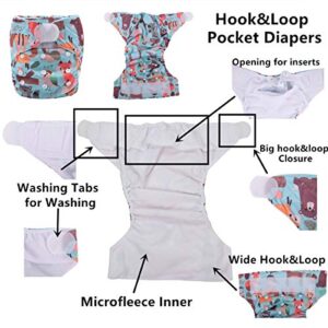 Baby Pocket Cloth Diaper Nappy Hook and Loop (Watercolor Animals)