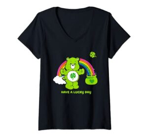 womens care bears have a lucky day v-neck t-shirt