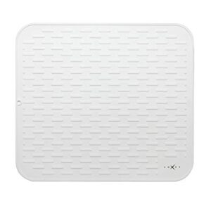 luxet multipurpose premium quality silicone dish drying mats for kitchen counter top dishes pad, heat resistant countertop protection, non slip grip, large trivet size 17x15 inches (white)