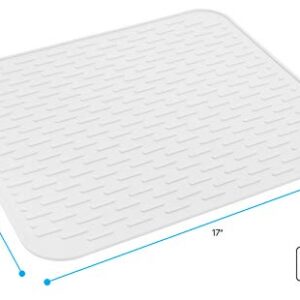 Luxet Multipurpose Premium Quality Silicone Dish Drying Mats for Kitchen Counter Top Dishes Pad, Heat Resistant Countertop Protection, Non Slip Grip, Large Trivet Size 17x15 inches (White)