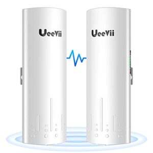 ueevii cpe450 wireless bridge,5.8g 300mbps access point to point wifi bridge outdoor to shop barn garage building,plug and play,3km long distance,14dbi antenna,24v poe injector,2 rj45 lan port,2pcs