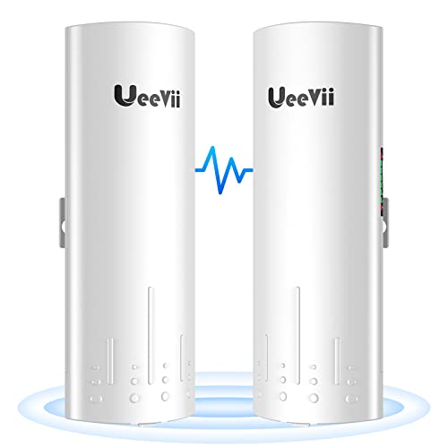 UeeVii CPE450 Wireless Bridge,5.8G 300Mbps Access Point to Point WiFi Bridge Outdoor to Shop Barn Garage Building,Plug and Play,3KM Long Distance,14dBi Antenna,24V PoE Injector,2 RJ45 LAN Port,2PCS