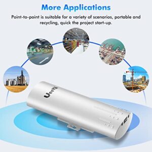 UeeVii CPE450 Wireless Bridge,5.8G 300Mbps Access Point to Point WiFi Bridge Outdoor to Shop Barn Garage Building,Plug and Play,3KM Long Distance,14dBi Antenna,24V PoE Injector,2 RJ45 LAN Port,2PCS