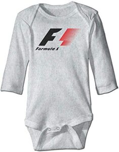fengziya baby f1 racing formula 1 baby long sleeve bodysuit 0-6 month gray