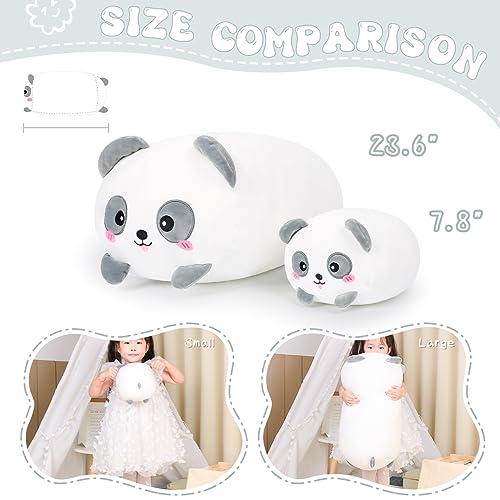 AIXINI 8 inch Cute Panda Plush Stuffed Squishy Animal Cylindrical Body Pillow,Super Soft Cartoon Hugging Toy Gifts for Bedding, Kids Sleeping Kawaii Pillow