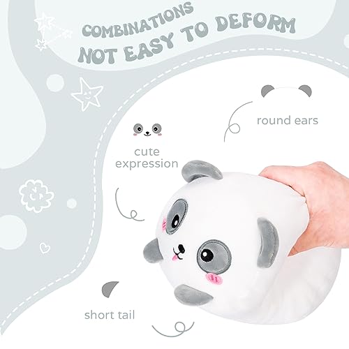 AIXINI 8 inch Cute Panda Plush Stuffed Squishy Animal Cylindrical Body Pillow,Super Soft Cartoon Hugging Toy Gifts for Bedding, Kids Sleeping Kawaii Pillow