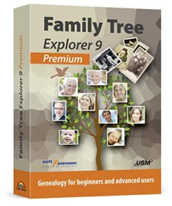 family tree explorer 9 premium - genealogy software - compatible with windows 10, 8.1, 7 - compatible with the international gedcom format