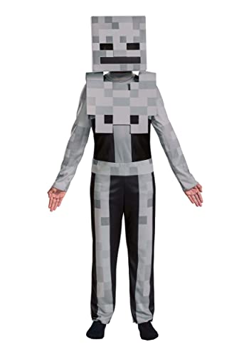 Minecraft Skeleton Costume for Kids, Video Game Inspired Character Outfit, Classic Child Size Large (10-12) Gray