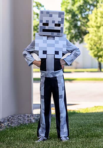 Minecraft Skeleton Costume for Kids, Video Game Inspired Character Outfit, Classic Child Size Large (10-12) Gray