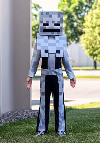 Minecraft Skeleton Costume for Kids, Video Game Inspired Character Outfit, Classic Child Size Large (10-12) Gray