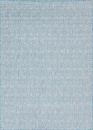 Unique Loom Outdoor Trellis Collection Area Rug - Deco Trellis (7' 1" x 10' Rectangle, Aqua/ Ivory)