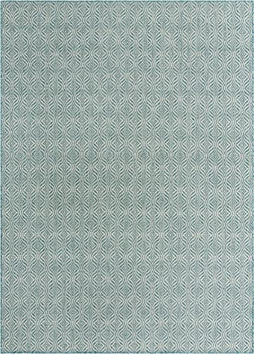 Unique Loom Outdoor Trellis Collection Area Rug - Deco Trellis (7' 1" x 10' Rectangle, Aqua/ Ivory)