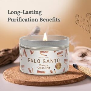 Magnificent 101 Palo Santo Smudge Candle for Home Energy Cleansing and Aromatherapy – 6 oz Natural Soy Wax Tin – 24-Hour Burn Time - Banishes Negative Energy, Chakra Healing, and Manifestation