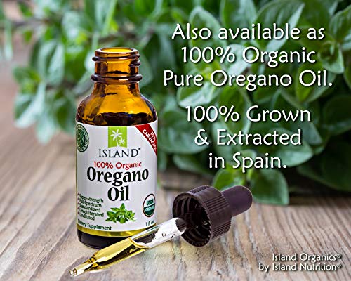 Island Nutrition, Oregano Oil Capsules, Liquid-Filled - Super-Strength Immune Support - Organic Ingredients - 75% Carvacrol - Grown in Spain - Oil of Oregano Capsules with Enhanced Delivery (90 Count)