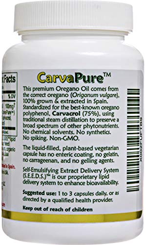 Island Nutrition, Oregano Oil Capsules, Liquid-Filled - Super-Strength Immune Support - Organic Ingredients - 75% Carvacrol - Grown in Spain - Oil of Oregano Capsules with Enhanced Delivery (90 Count)