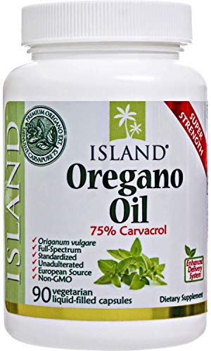 Island Nutrition, Oregano Oil Capsules, Liquid-Filled - Super-Strength Immune Support - Organic Ingredients - 75% Carvacrol - Grown in Spain - Oil of Oregano Capsules with Enhanced Delivery (90 Count)