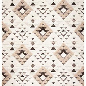 SAFAVIEH Moroccan Tassel Shag Collection Area Rug - 6'7" x 9'2", Ivory & Brown, Boho Design, Non-Shedding & Easy Care, 2-inch Thick Ideal for High Traffic Areas in Living Room, Bedroom (MTS688A)