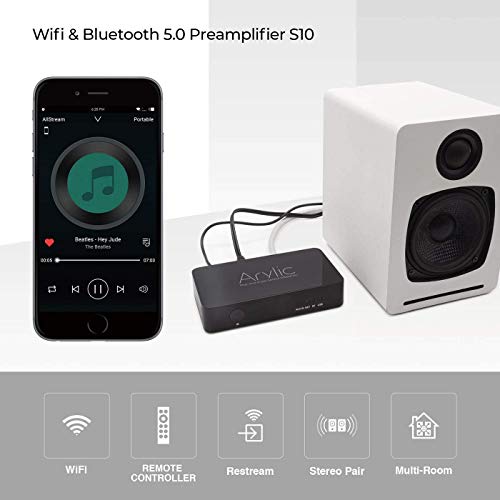 Arylic S10 WiFi & Bluetooth 5.0 preamplifier/Audio Receiver, Wireless multiroom/multizone Home Stereo Music Receiver Circuit Module with Airplay，Spotify Connect and Remote Control for DIY Speakers