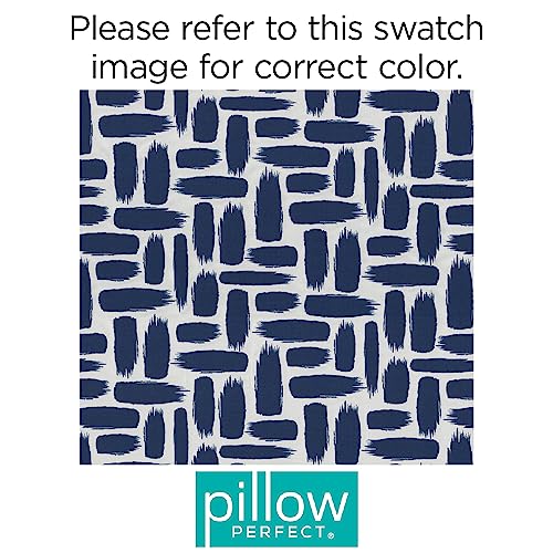 Pillow Perfect Outdoor/Indoor Baja Nautical Navy Tufted Seat Cushions (Round Back), 2 Count (Pack of 1), Blue