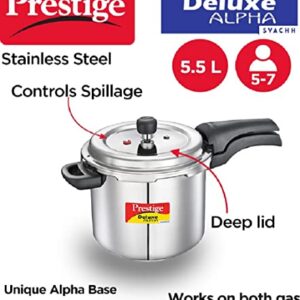 Prestige Svachh Pressure Cooker, 5.5 Liter, Silver