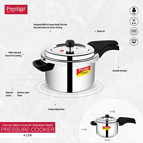 Prestige PRASV4 Pressure Cooker, 4 Liter, SILVER