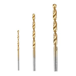 hart 3-piece titanium drill bit set: 3/32 5/32 7/32 wood metal pvc 135° split point tip