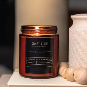 Premium Whiskey Caramel, Scented Candles for Men | All Natural Candles, Candles for Home Scented, Candle for Men | Scented Candles, Aromatherapy Candles, Masculine Candle