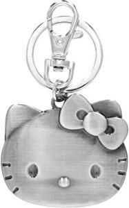 sanrio hello kitty head pewter key ring, multi-colored, 3"