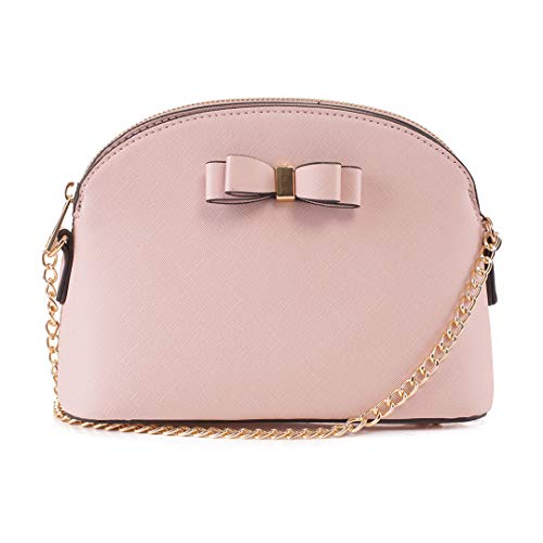 Emperia Eva Small Cute Saffiano Faux Leather Dome Crossbody Bags Shoulder Bag Purse Handbags for Women Blush