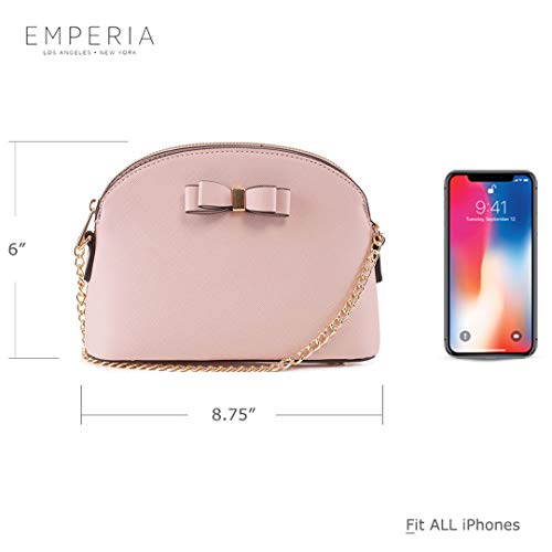 Emperia Eva Small Cute Saffiano Faux Leather Dome Crossbody Bags Shoulder Bag Purse Handbags for Women Blush