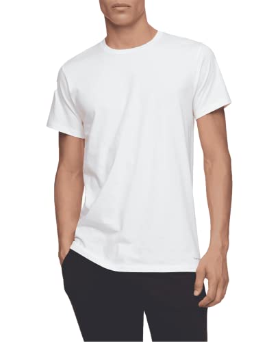 Calvin Klein Men's Cotton Classics 3-Pack Undershirts, 3 WHITE - CREWNECK, M