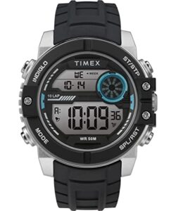 timex men's dgtl sphere 45 mm chrono watch, blue/silver, strap