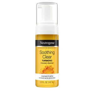 neutrogena soothing clear calming mousse facial cleanser with soothing & calming turmeric, gentle face wash for acne-prone skin, paraben-free, oil-free, not tested on animals, 5 fl. oz