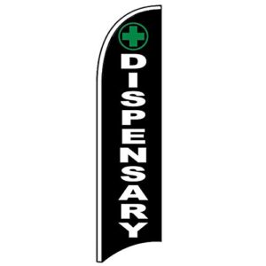 dispensary - windless swooper flag feather banner sign 2.5x11.5 ft tall (flag only) kb