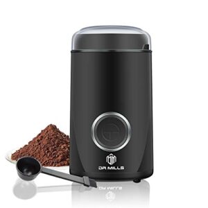 dr mills dm-7441 coffee grinder electric,coffee bean grinder,spice grinder,blade & cup made with sus304 stianlees steel (black)