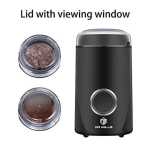 DR MILLS DM-7441 Coffee Grinder Electric,Coffee Bean Grinder,Spice Grinder,Blade & cup made with SUS304 stianlees steel (Black)