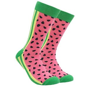 KoolHour Mens Original Crazy Fashionable Fruit Watermelon Casual Novelty Dress Crew Socks for Mens Gifts,Pink Green