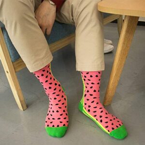 KoolHour Mens Original Crazy Fashionable Fruit Watermelon Casual Novelty Dress Crew Socks for Mens Gifts,Pink Green