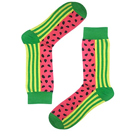 KoolHour Mens Original Crazy Fashionable Fruit Watermelon Casual Novelty Dress Crew Socks for Mens Gifts,Pink Green