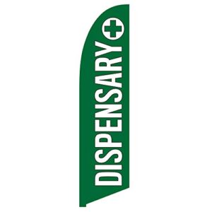 vispronet dispensary feather flag – 2.6ft x 11.2ft swooper flag – knitted polyester material – advertising sign – dispensary supplies for businesses – printed in the usa – flag only