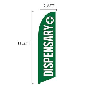 Vispronet Dispensary Feather Flag – 2.6ft x 11.2ft Swooper Flag – Knitted Polyester Material – Advertising Sign – Dispensary Supplies for Businesses – Printed in the USA – Flag Only