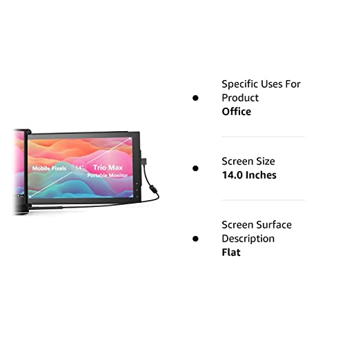 Mobile Pixels Trio Max Portable Monitor, The On-The-Go Dual-Screen Laptop Monitor, 14" Full HD IPS Display, USB A/Type-C, Plug and Play, Sleek Design (1pc 14" Trio Max)