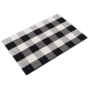 EARTHALL Front Door Mat 27.5''x43'' Buffalo Plaid Rug, Door Mats Outdoor Machine Washable, Outdoor Mat for Front Porch, Outdoor Mats for Front Door, Front Door Mat Outdoor Entrance, Black