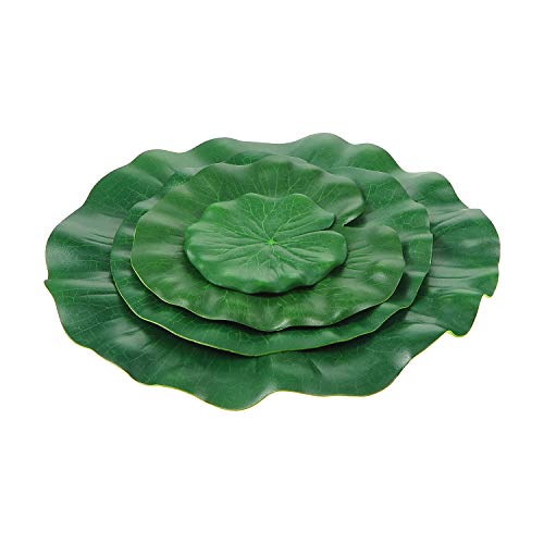 WILLBOND 12 Pieces 4 Kinds Artificial Lotus Leaves Floating Foam Ornament Lily Pads Foliage Pond Decor Water Lily Leaves for Patio Koi Fish Pond Pool Aquarium Decoration