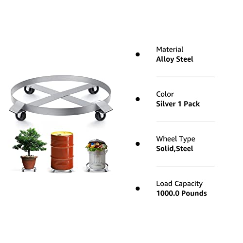 Drum Dolly 55 Gallon Trash Can Dolly Heavy Duty 1000 Pound Barrel Dolly with Swivel Casters Wheel Steel Frame Dolly Non Tipping Hand Truck Capacity Dollies